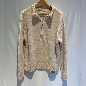 YoungLA Cream Chenille Quarter-Zip Sweater, size L